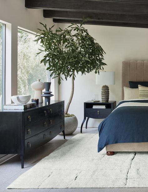 Grey beds are the perfect starting piece for any bedroom - they can match almost any color scheme, come in a variety of designs, and hide dirt well. B... | Modernize the Room with Black Dark Wood Dresser, Canopy Bed Diy, Beds For Small Rooms, Colorful Dresser, Grey Bed, Diy Canopy, Shared Bedroom, Wooden Dresser, White Dresser