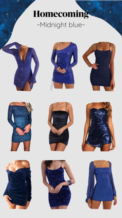 #midnightblue #midnight #blue #nighttime #hoco #hocodress #homecoming #dress #minidress #mini #cute #pretty #inspo #options #unique #sparkles Mini Cute, Hoco Dresses, Homecoming Dress, Midnight Blue, Homecoming, Sparkle, Mini Dress, Blue