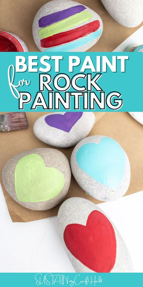 When it comes to choosing the best paint for rocks, we have all the answers here with this post along with other helpful tips to get started. From multisurface satin, acrylics, chalky and outdoor, we test and review the pros and cons of a variety of different types of paints for stones. #sustainmycrafthabit Paint For Rocks, Acrylic Painting Rocks, Acrylic Painting For Kids, Rock Painting Supplies, Type Of Paint, Different Types Of Painting, Best Paint, Painted Rocks Craft, Vbs Crafts