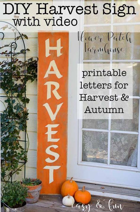 Harvest Porches, Paint Lettering, Fall Decor Signs, Fun Fall Decor, Harvest Sign, Autumn Diy, Diy Porch, Different Signs, Sign Stencils