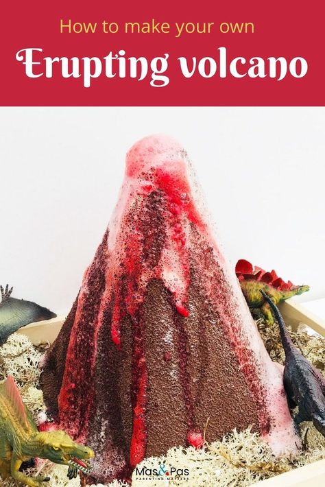 How to make your own exploding volcano. Amaze the kids with this DIY volcano. Add the magic ingredients, sit back and watch the lava flow. A brilliant science experiment for kids. It’s easier than it looks to make these fun and fab exploding volcanoes #scienceexperimentforkids #DIYexplodingvolcano #volcanoexperiment #scienceexperimentforkids #volcano #makeanexplodingvolcano Exploding Volcano Experiment, Dinosaur Volcano Experiment, How To Make A Volcano Erupt, Make A Volcano Kids, Volcano Eruption Project, Erupting Volcano Project For Kids, Volcano Experiment For Preschool, How To Make A Volcano Project Kids, How To Make A Volcano