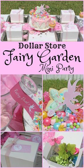 Dollar Store Fairy Garden Party! Such a fun mini party that little ones would absolutely love! Dollar Store Fairy Garden, Fairy Princess Party, Fairy Garden Birthday Party, Fairy Tea Parties, Tinkerbell Party, Fairy Garden Party, Garden Party Birthday, Fairy Birthday Party, Fairy Party