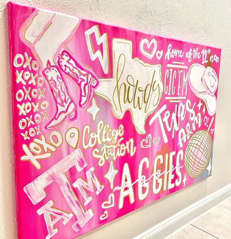 Each canvas I paint makes me more excited to see all the cute dorm tours!! ⚡️💕🪩✨🩵 College Dorm Paintings Canvas Art, Dorm Paintings Canvas, College Dorm Paintings, College Painting Canvases, Dorm Paintings, College Collage, College Canvas, Cute Dorm, Collage Canvas