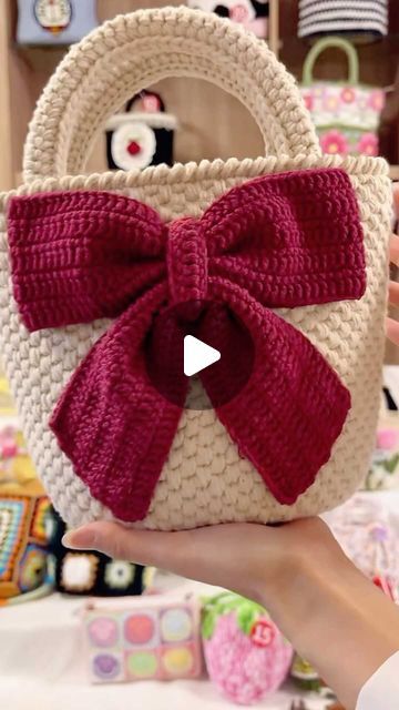 Crochet Bags, Bow Bag, Backpack Purse, Ribbon, Backpacks, Crochet, Instagram