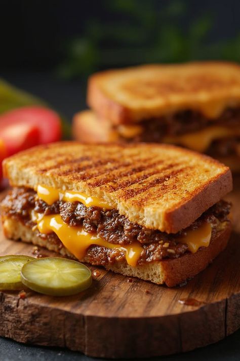 Grilled Cheese Patty Melts Recipe

Ingredients

- 1 pound ground beef
- 1/2 teaspoon garlic powder
- 1/2 teaspoon onion powder
- 4 slices of cheddar cheese
- 4 slices of bread (rye or sourdough)
- 2 tablespoons butter

Instructions 

- In a bowl, combine the ground beef, garlic powder, and onion powder; form into 4 patties. 
- Heat a skillet over medium heat and cook the patties for about 4 minutes on each side until they are cooked through. 
- Full Recipe on... Sourdough Burger Patty Melts, Grilled Cheese Patty Melt, Brownie Truffles Recipe, Soup Sandwich, Food Filipino, Cheese Patties, Grilled Cheese Sloppy Joe, Patty Melt Recipe, Perfect Grilled Cheese