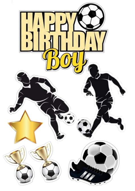 Football Topper Printable, Football Cake Topper Printable, Topper Bola, Soccer Happy Birthday, Soccer Birthday Cakes, Football Cake Toppers, Cake Wallpaper, Photo Cake Topper, Soccer Cake