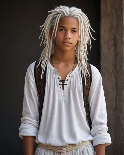 White Dreadlocks Black Man, Cute Boy With Dreads, White Long Hair Men, Crescent Aesthetic, Male Long Hairstyles, Boy With Dreads, Masculine Hairstyles, White Dreadlocks, Anime Horoscope