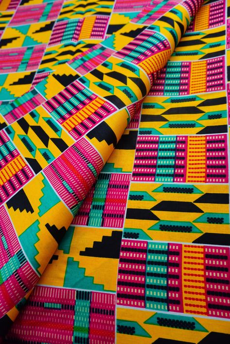 Pink African Kente Print Fabric by the Yard, Kente Cloth 100% Cotton Ankara Print, Quilting, Crafting, Head Wrap Mask, Upholstery, Clothing by Naijam on Etsy Pink Kente, Kente Print, Kente Cloth, Pink Wedding Dress, Baby Sling Carrier, African Textiles, African Print Fabric, Ankara Fabric, Boho Diy