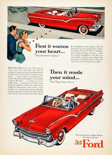 Vintage Vault Vintage Cars 1950s, 1950s Car, Automobile Advertising, Ford Classic Cars, Ford Fairlane, Car Advertising, Us Cars, Car Ads, Vintage Trucks