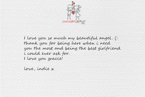 i love you so much my beautiful angel. (: thank you for being here when i need you the most and being the best girlfriend i could ever ask for. i love you gracie! - love, indie 🦋🥺❤️ Thank You Letter For Girlfriend, Best Girlfriend Ever, Best Girlfriend, Thank You Letter, Beautiful Angel, I Need You, Love You So Much, I Love You, I Am Awesome