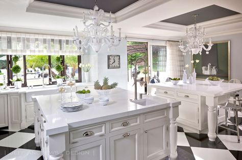 Peek Inside Kris Jenner's California Mansion - The Kitchen  - from InStyle.com Kris Jenner Kitchen, Kris Jenner House, Celebrity Kitchens, Kardashian Home, Jenner House, Kris Jenner, The Ceiling, Celebrity Houses, Beautiful Kitchens