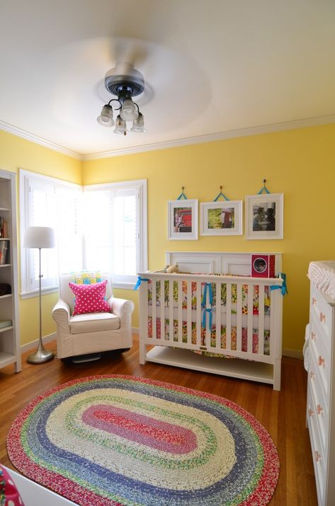 Yellow Nursery Unique Nursery Ideas Colorful, Colourful Baby Room, Pale Yellow Nursery, Room With Yellow Walls, Yellow Nursery Ideas, Yellow Kids Bedroom, Yellow Nursery Walls, Yellow Baby Room, Pottery Barn Duvet Cover