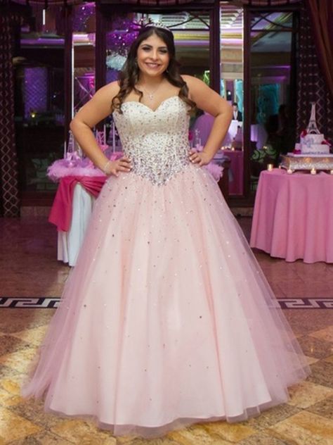 Floor-Length A-Line Sweetheart Sleeveless Quinceanera Dress 2019 Evening Dresses Uk, Tulle Balls, Princess Prom Dresses, Professional Dress, Plus Size Prom, Floor Length Prom Dresses, Tulle Ball Gown, Beaded Prom Dress, Dresses Plus Size