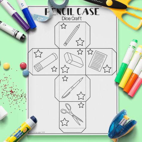 ESL Kids School 'Dice' Craft Worksheet #esl School Objects, Preschool Craft Activities, Esl Kids, English Ideas, Activity Worksheet, Kids Workshop, English Teaching Resources, Teaching Vocabulary, Worksheet For Kids