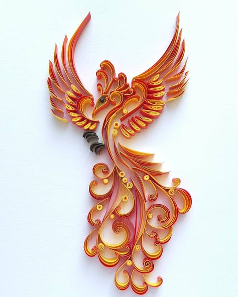 Fire Phoenix  Happy weekend to all of you..… Phoenix Pictures, Iphone Backrounds, Diy With Fabric, Romantic Good Night Image, Quilling Pattern, Colors Of Fire, Romantic Good Night, Quilling Projects, Paper Quilling Patterns