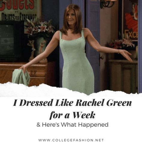 I Copied Rachel Green's Outfits for a Week & Here's What Happened - College Fashion Rachael Green Outfits, Outfits From Friends, Outfits Overalls, College Skirt, Green Dress Outfit, Rachel Green Style, Rachel Green Outfits, Outfits Challenge, Green Outfits