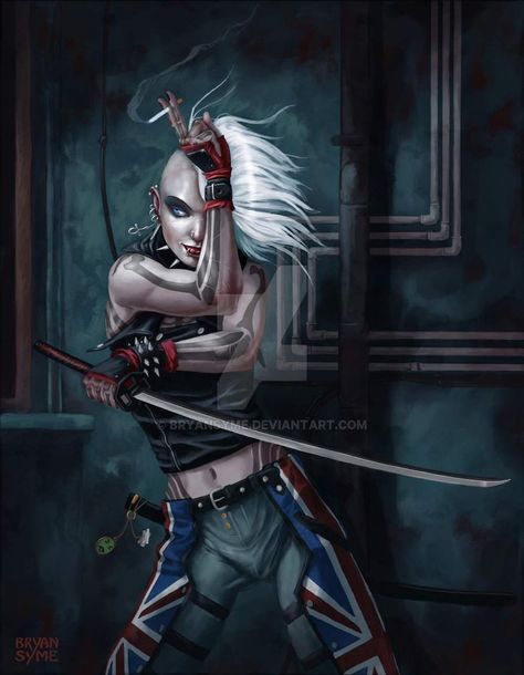 Street Samurai, Dark Siders, Cyberpunk Rpg, Cyberpunk Girl, Arte Cyberpunk, Cyberpunk Character, Modern Fantasy, Warrior Girl, Science Fiction Art