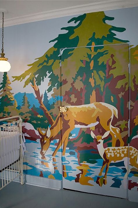 paint by numbers mural. love this idea for a kids room Manchester Tan, Bd Art, Nursery Wall Murals, Murals For Kids, Interior Wall Paint, Number Wall, Camp Style, Camp Wedding, Mural Ideas