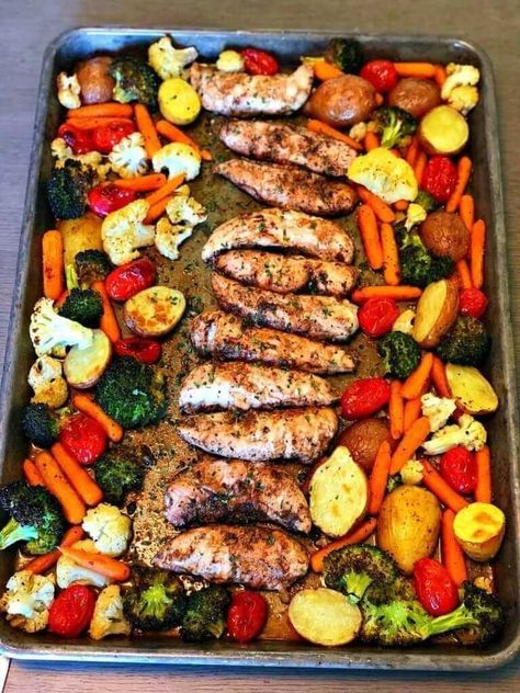 Easy One Pan Balsamic Chicken - Lou Lou Girls One Pan Balsamic Chicken, Sheet Pan Dinners Recipes, Summer Meal, Balsamic Chicken, Pan Chicken, Yummy Chicken Recipes, Sheet Pan Dinners, Sheet Pan Recipes, One Pan