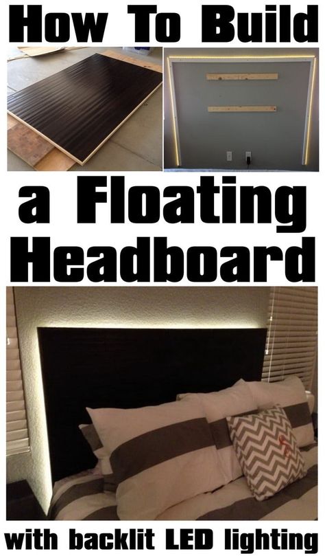 Diy Headboard Ideas Easy, Diy Headboard With Lights, Cheap Headboard, Cheap Diy Headboard, Diy Headboard Ideas, Diy Headboard Wooden, Floating Headboard, Creative Headboard, Routine Work