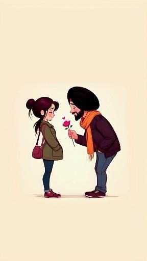 Punjabi Couple Drawing, Punjabi Couple Cartoon, Love Story Video, Couples Tattoo Designs, Punjabi Couple, Cute Quotes For Him, Couple Drawing, Designer Suit, Cute Images With Quotes