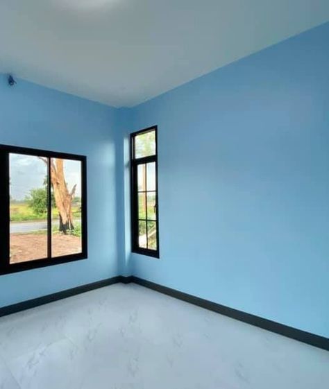 Blue Colour Combinations, Indian Home Colour Idea Paint Colors, Sky Blue Living Room, Office Wall Design Ideas, Blue Wall Paint, Home Colour Design, Best Exterior House Paint, Interior Wall Colors, Room Color Combination