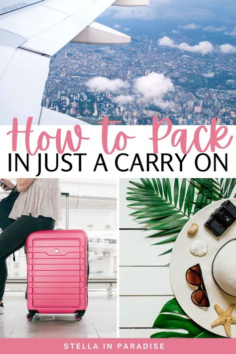 How to pack for a beach vacation in just a carry on suitcase. Tips on how to pack effectively for a trip. Beach Weekend Packing List, 7 Day Beach Vacation Packing List, Beach Weekend Packing, Beach Holiday Packing, Beach Holiday Wardrobe, Beach Trip Packing List, Carryon Packing, Weekend Beach Trip, Beach Trip Packing