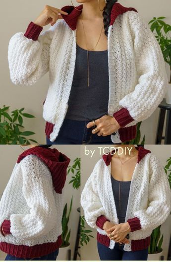 Visit our shop for Beginner Friendly Crochet Wear Patterns! Included Stitch Guide and Surprise Gifts for all purchaes. Crochet Cardigan Tutorial, Crochet Hoodie, Hoodie Pattern, Valentines Crochet, Haken Baby, Crochet Fashion Patterns, Crochet Clothes Patterns, Crochet Jacket, Crochet Cardigan Pattern