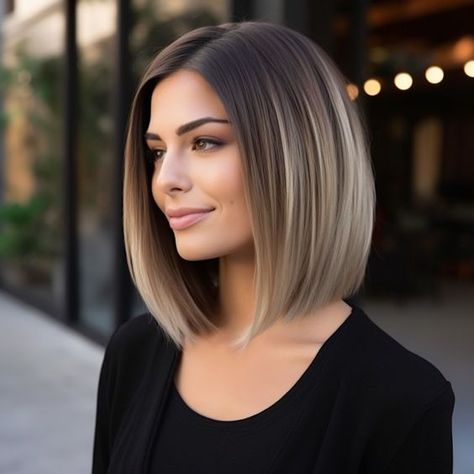 Shoulder Length Bob Balayage, Shoulder Length Aline Bob, Lob Haircut For Square Face, Lob For Square Face, Medium Length Haircut Square Face, 30s Haircut For Women, Bob Hairstyles For Square Face, Short Haircut Square Face, Side Part Bob Hairstyles