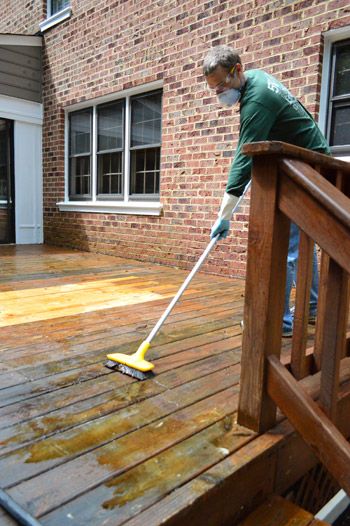 Young House Love | How To Strip & Clean A Deck For Stain Stripping Paint From Wood Deck, Deck Painting, Yard Transformation, Deck Refinishing, Deck Staining, Clean Hacks, Deck Restoration, Deck Cleaning, Deck Remodel