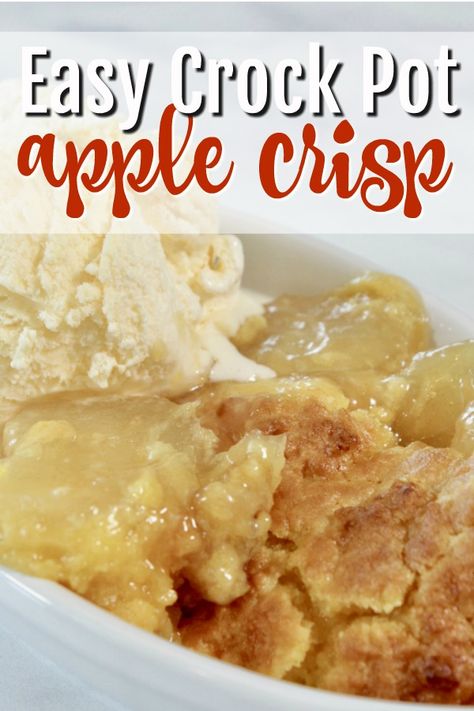 This apple crisp easy recipe is one of my absolute favorites. You use the Crock Pot to make this dessert and only four ingredients. Crock pot dessert recipes, apple especially are absolutely delicious! #apple #crisp #dessert #slowcooker #crockpot via @MomsCravings Apple Crisp Crockpot Easy, Apple Pie In Crockpot, Apple Crisp In The Crockpot, Apple Crisp Crockpot Slow Cooker, Apple Crisp Recipe Crock Pot Easy, Easy Crockpot Apple Crisp, Apple Crisp In Crockpot, Keto Crockpot Apple Crisp, Apple Pie Crockpot