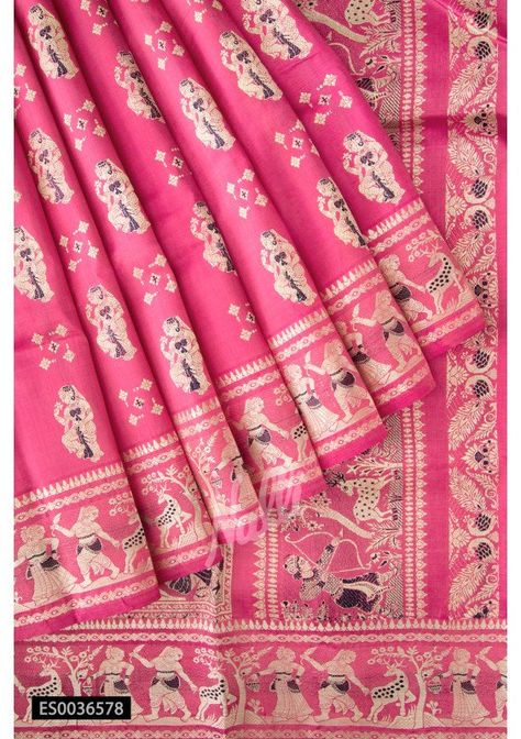 Pink Baluchari Sarees Saree Baluchari Saree Silk, Nalli Silk Sarees, Nalli Silks, Chudidhar Neck Designs, Baluchari Saree, Simple Sarees, Wedding Saree Indian, Indian Dress, Wedding Saree