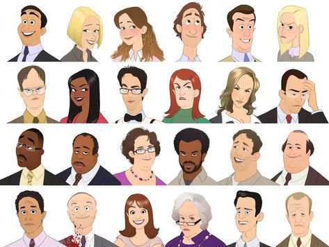 A brilliant artist reimagined characters from 'The Office' as cartoons Office Characters, Office Cartoon, The Office Characters, The Office Memes, The Office Us, Bears Beets Battlestar Galactica, The Office Show, Office Fan, Jim Halpert