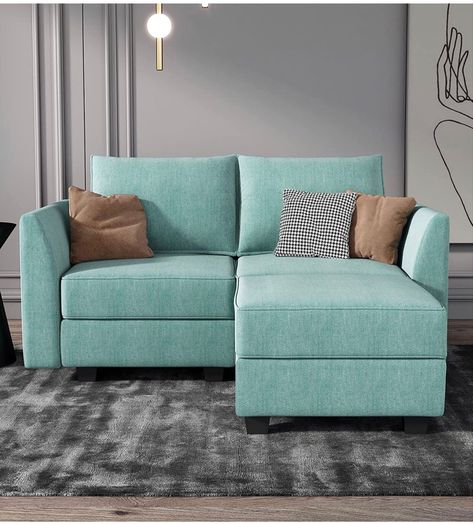 Small Lofts, Lofts Apartments, L Shaped Sofa Designs, Small Sectional, Couches For Small Spaces, Blue Sectional, Small Couch, Couch With Ottoman, Couch With Chaise