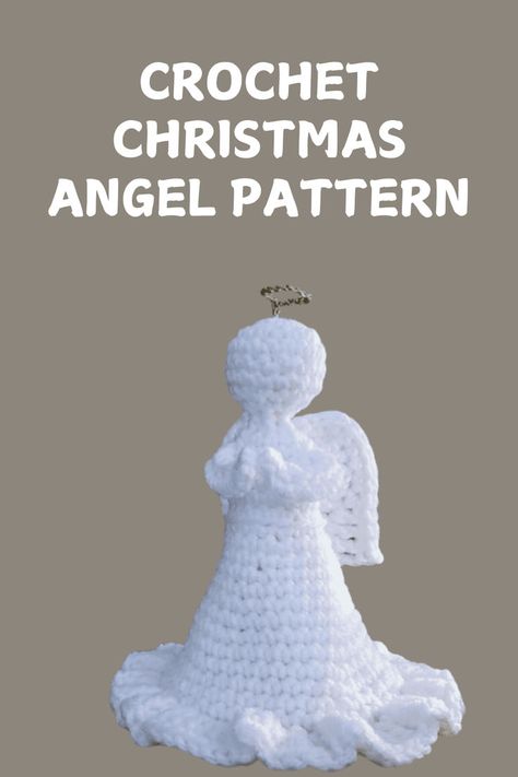 This crochet Christmas angel pattern is super cute. Christmas Knitting Patterns Free Angels, Crochet Patterns Tutorial Videos, Crochet Angel Tree Topper Free Pattern, Crochet Christmas Tree Topper Pattern, Crochet Angel Pattern Free English, Crochet Christmas Angel Free Pattern, Angel Baby Crochet Patterns Free, Crocheted Angels Free Pattern, Crochet Angel Ornament Free Pattern