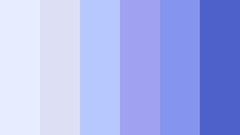 erase E7ECFF | DDDFF4 | B7C8FE | A0A1F1 | 8594EF | 4E61CA Color Plattes, Flat Color Palette, Periwinkle Purple, Purple Palette, Blue Periwinkle, Midnight Blue Color, Hex Color Palette, Color Palette Challenge, Color Schemes Colour Palettes