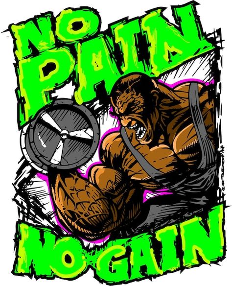 No Pain No Gain Poster, Gym Vector Art, Gym Illustration Art, Gym Drawing Art, Gym Graphic Design, Gym Vector Illustration, Gym Prints, Bodybuilder Art, Gym Artwork