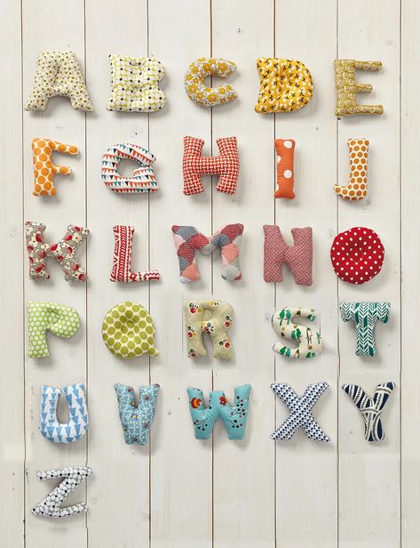 Free alphabet sewing pattern - Gathered Basic Sewing Kit, Letter Garland, Applique Letters, Colour Wheel, Quilt Magazine, Sewing Tutorials Free, Fabric Letters, Patchwork Quilting, Sewing Items