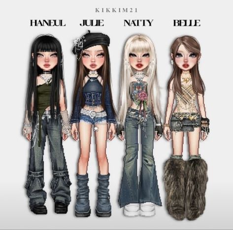 Kpop 4 Members Group Outfits, Kpop 4 Members, Kpop Outfits 6 Members, Bratz Outfit Ideas, Pop Star Outfit, Star Girl Outfit, Bratz Fits, Dance Style Outfits, Modest Girly Outfits