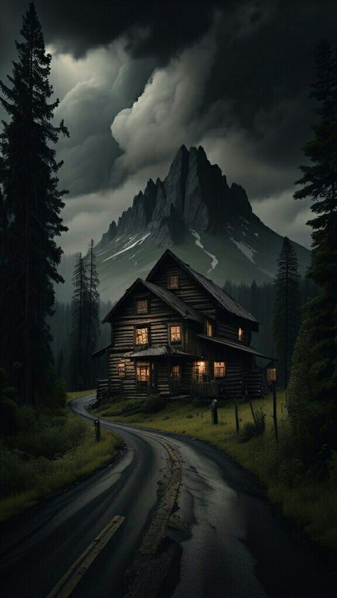 Scary House Aesthetic, Creepy House Aesthetic, Love Dark Wallpaper, Forest House Aesthetic, Haunted House Aesthetic, Spooky Cottage, Creepy Wallpaper, Haunted House Pictures, Creepy Woods