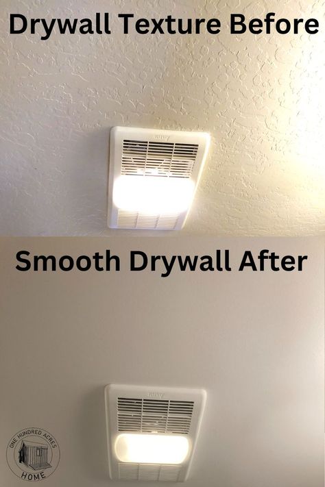 DIY tips and tricks to smooth old 80's knockdown textured drywall with joint compound and a lot of eblow grease. Textured Drywall, Drywall Diy, Sheetrock Texture, Knockdown Texture Walls, Knockdown Texture, Sheet Rock Walls, Drywall Texture, Remove Wall, Diy Tips And Tricks