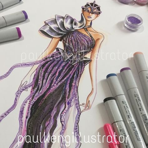 Medusa Fashion Illustration, Jellyfish Inspired Fashion Illustration, Jellyfish Design Illustration, Mermaid Fashion Illustration, Fashion Inspo Instagram, Fashion Design Inspiration, Fashion Quotes Inspirational, Shirt Types, Jellyfish Design