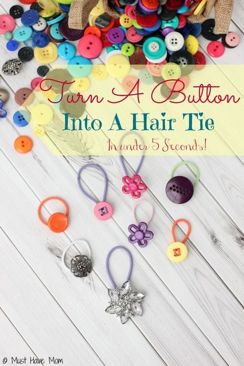 Button Hair Ties, Diy Hair Ties, Easy Diy Hair, Tie Tutorial, Operation Christmas Child Shoebox, Hair Accessories Diy, Tie Ideas, Hair Ties Diy, Hairstyle Idea