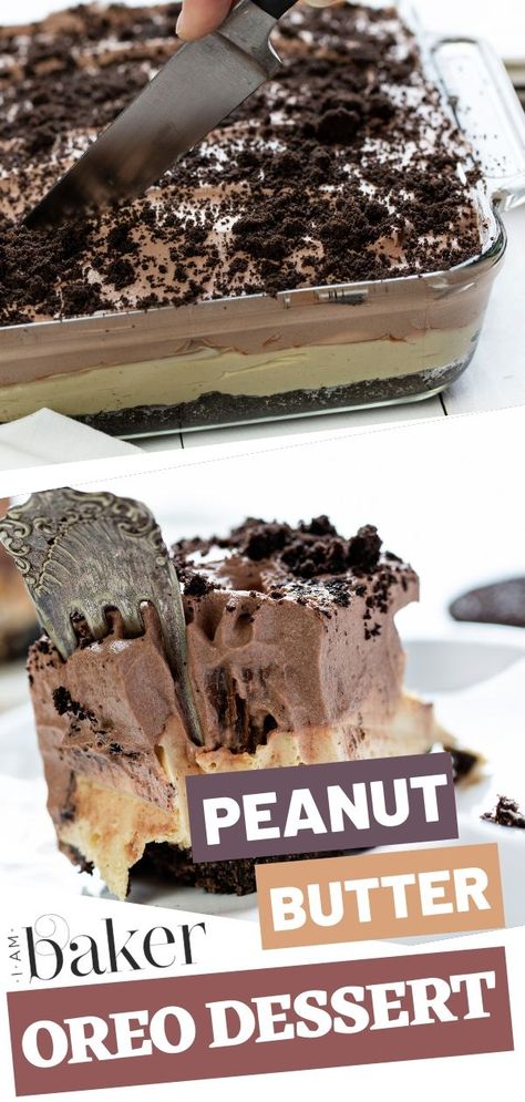 Peanut Butter Oreo Dessert, Chocolate Peanut Butter Dessert, Peanut Butter Desserts Easy, Cinnamon Treats, Peanut Butter Recipes Easy, Dessert Crepes, Peanut Butter Dessert, Peanut Butter Recipe, Oreo Desserts