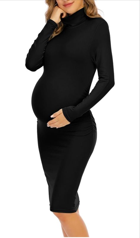 Yeshape Turtleneck & Long Sleeve Maternity Dress Side Ruched Maternity Dress for Daily Wear Baby Shower Maternity Photoshoot Fall Maternity Dress, Maternity Bodycon Dress, Black Maternity Dress, Fitted Maternity Dress, Long Sleeve Maternity Dress, Maternity Nursing Dress, Turtleneck Pullover, Turtleneck Long Sleeve, Pregnancy Maxi Dress