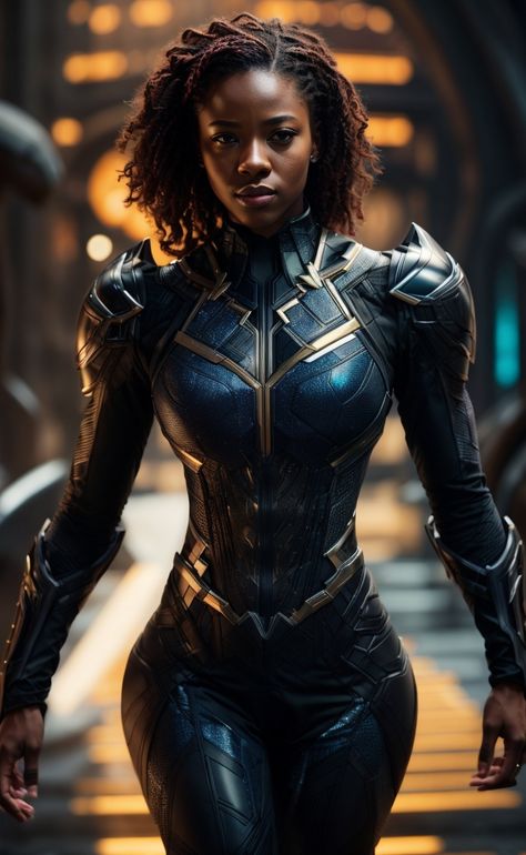 Black Wonder Woman Art, Female Black Panther, Panther Character, Dc Pics, Black Panther Character, Egyptian Warrior, Fire Breather, Woman Warrior, Characters Inspiration