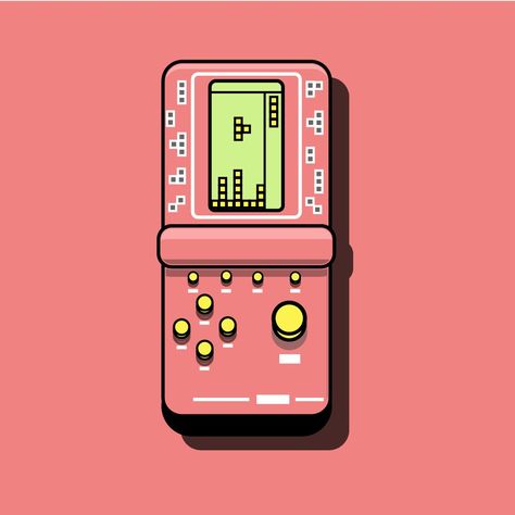 Old Game Boy Console Illustrator Flat Art Design 🎮 Old Game Consoles, 90s Games, Flat Art, Game Illustration, Rockstar Games, Old Games, Game Boy, Nintendo Consoles, Kids Meals