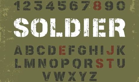 What Font Does the Military Use? - Most Common Fonts Army Design Graphics, Ww1 Poster, Army Font, Bubble Alphabet, Digital Lavender, Alphabet Letter Templates, Army Party, Military Logo, Military Poster