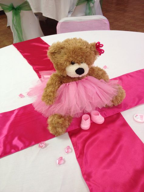 Teddy bears and tutus Teddy Bear Tutu Centerpiece, Bear Centerpiece, Teddy Bear Baby Shower Theme, Ballerina Bear, Diy Tutus, Baby Shower Themes Neutral, Tutu Baby Shower, Bear Baby Shower Theme