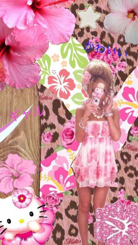 #gyaru #japan #kawaii #kogal #agejo #tropical #Hibiscus Gyaru Hibiscus, Gyaru Phone Theme, Gyaru Phone, Coconut Summer, Japan Kawaii, Tropical Hibiscus, Phone Theme, Summer Dream, World Domination